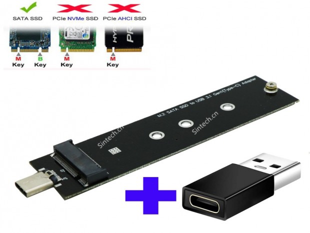 Sintech、SATA M.2 SSDをUSB3.1 Type-Cに変換する「ST-M2U31」発売