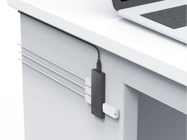 サンワサプライ、スチール面に固定できるマグネット付き4ポートUSB2.0ハブ