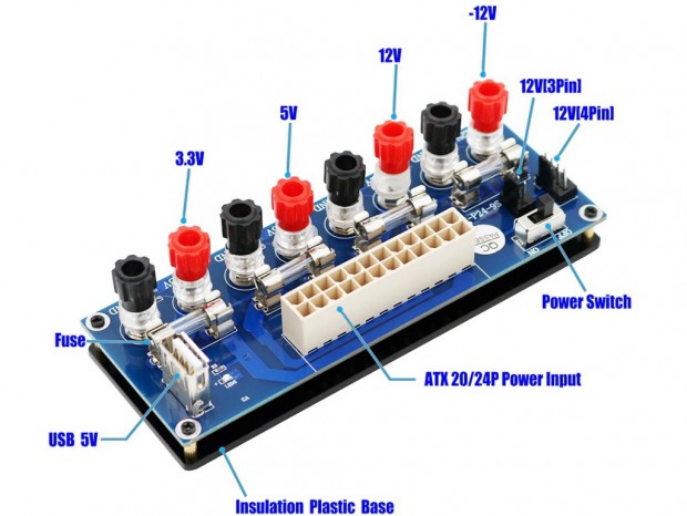 ATX電源より3.3V/5V/12V/-12V出力を生成できる変換基板がSintechから
