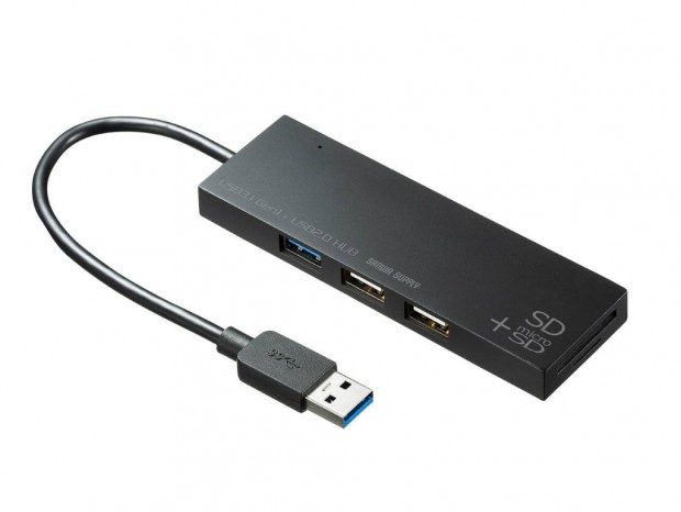 SD/microSDカードリーダー搭載のUSBコンボハブがサンワサプライから
