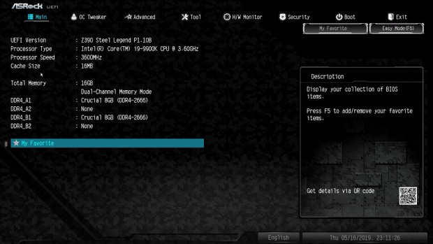 ASRock Z390 Steel Legend BIOS起動 ASRock > Z390 Steel Legend