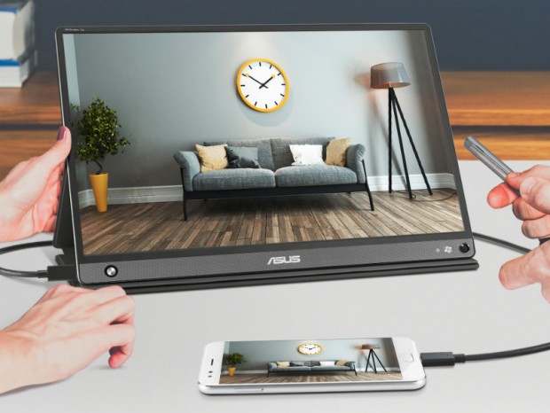 スマホでも使える大容量バッテリー内蔵モバイル液晶、ASUS「ZenScreen MB16AHP」
