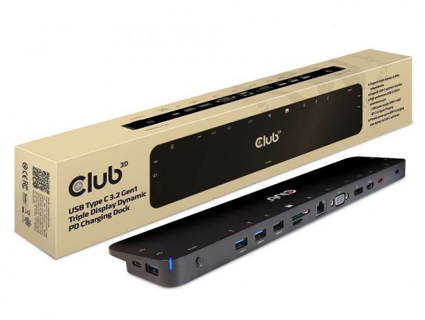 最大100W給電のType-Cや3画面出力まで、デスクトップ級ポートを備えたドックがClub3Dから