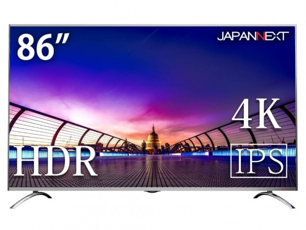 JAPANNEXT、強化ガラス保護パネル採用の86型4K液晶を税込41万円で発売