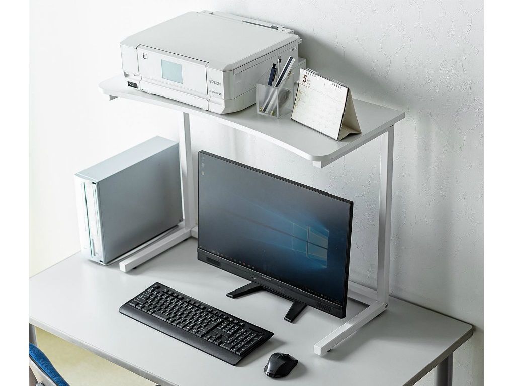 ディスプレイの上部を収納スペースに変える机上ラックがサンワダイレクトから エルミタージュ秋葉原