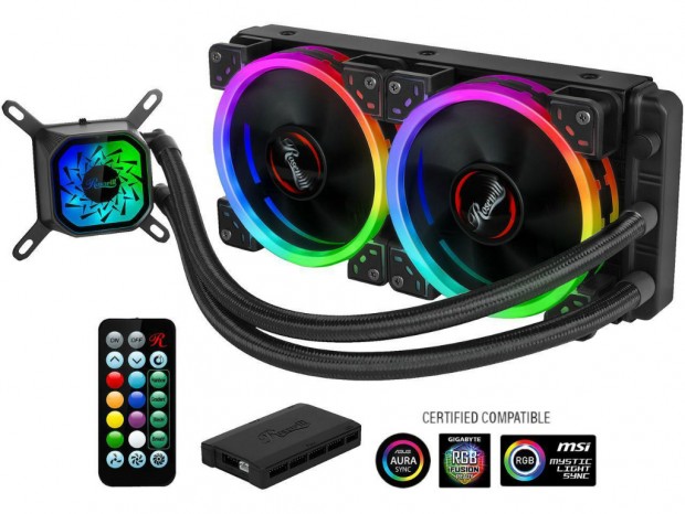 専用リモコンが付属するARGB対応240mmオールインワン水冷、Rosewill「PB240-RGB」