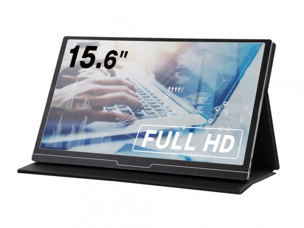 重量約700gの超軽量フルHDモバイル液晶、グリーンハウス「GH-LCU16A-BK」