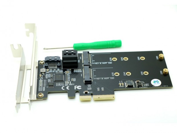 Sintech、SATA＆M.2を合計5台増設できるPCI-Express3.0（x4）増設カード
