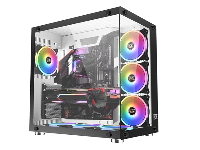 PCケース2面ガラス ATX シームレスデザインの2面強化ガラスミドルタワー、XIGMATEK