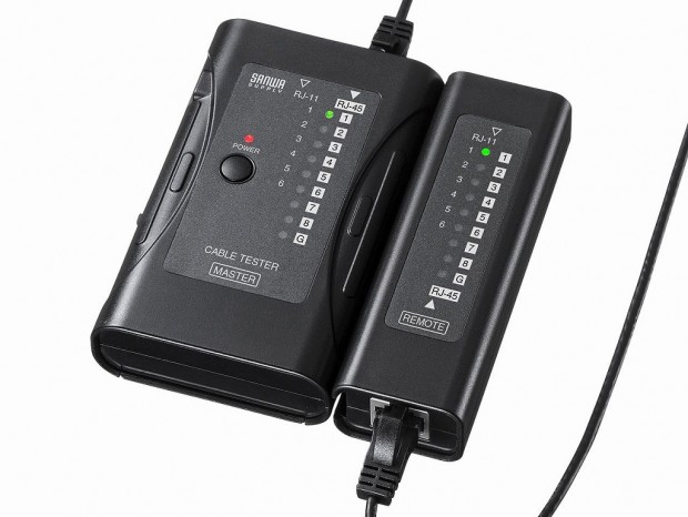 サンワサプライ、敷設済みケーブルも簡単チェックできる分離型LANテスター「LAN-TST6」
