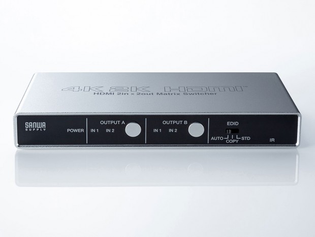 サンワサプライ、4K対応HDMIマトリックス切替器「SW-UHD22」