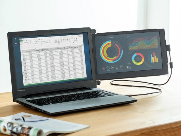 ノートPCと合体する12.5型モバイル液晶がサンワダイレクトから