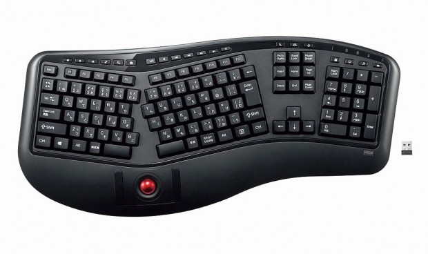 サンワサプライ エルゴノミクスキーボード(トラックボール付き) 有線