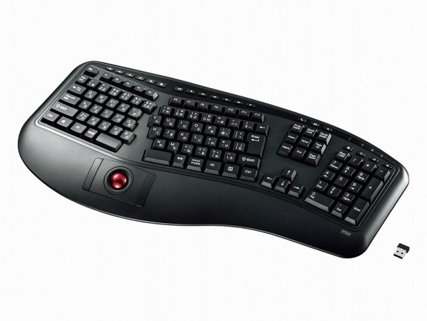 サンワサプライ、光学式トラックボール内蔵のエルゴノミクスキーボード「SKB-ERG6BK」