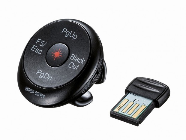 共有画面すべてでポインターを表示できる、リング型のパワポ用ポインター「LP-RF114BK」