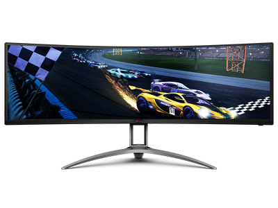 アスペクト比32:9の49インチウルトラワイド曲面ゲーミング液晶、AOC「AG493UCX」