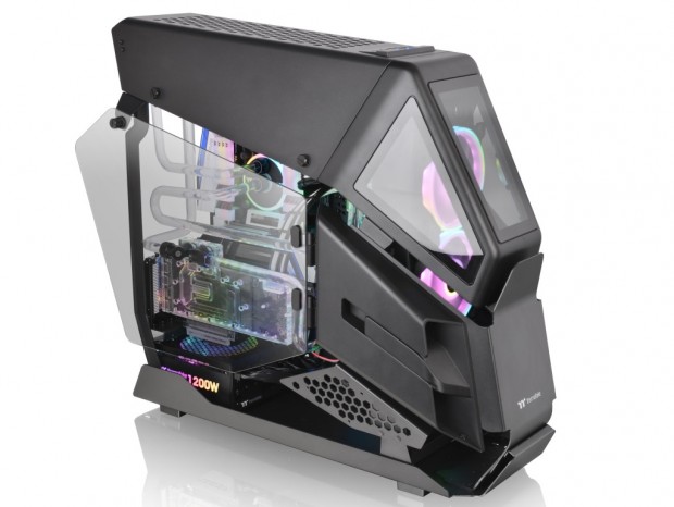 ヘリコプターデザインのオープンフレーム型PCケース、Thermaltake「AH T600」