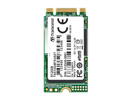 M.2 2242フォームファクタのNVMe SSD、トランセンド「MTE452T」