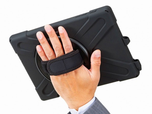 サンワサプライ、Surface Goを片手持ちできる回転ハンドル付きの耐衝撃ケース