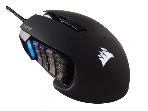 プログラマブルボタン12個装備のゲーミングマウス、CORSAIR「SCIMITAR RGB ELITE」