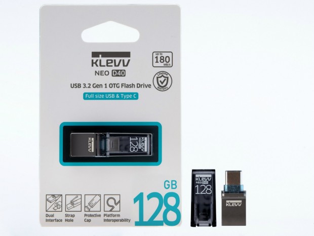 最大転送180MB/secのType-A/-C対応USBメモリ「KLEVV NEO D40 OTG USB」