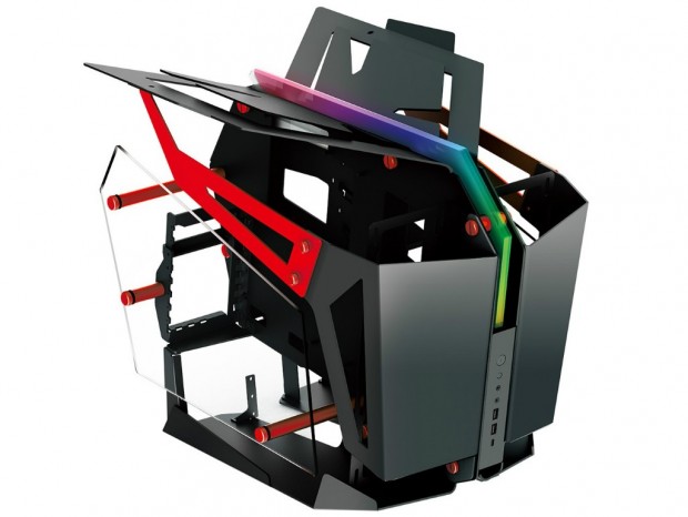 デュアルシステム対応のオープンフレームPCケース、FSP「T-WINGS CMT710」