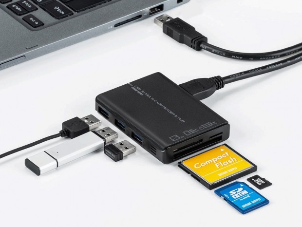 サンワダイレクト、6つのメディアが同時に使えるカードリーダー付きUSBハブ