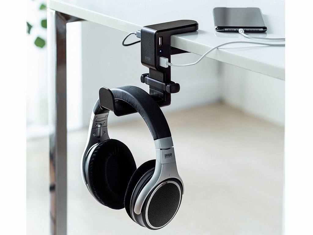 サンワサプライ バネ式クランプで簡単設置できるusbポート付きヘッドホンフック発売 エルミタージュ秋葉原