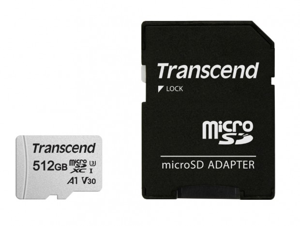 最高95MB/sec、容量512GBのmicroSDカード、トランセンド「TS512GUSD300S-A」
