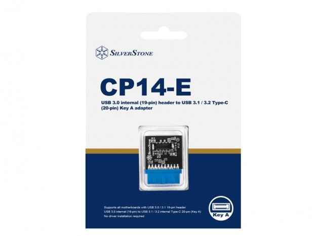 PD対応のUSB 19pin-Type-Cヘッダ変換アダプタ、SilverStone「CP14」