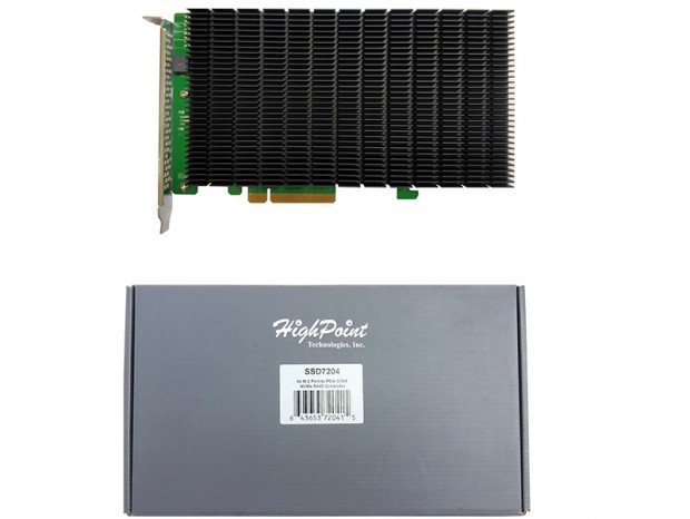 HighPoint、4枚のNVMe M.2 SSDを搭載できるファンレス変換カード「SSD7204」