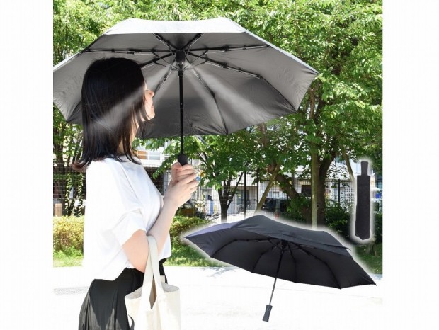 サンコー、涼める折りたたみ傘「折り畳みミストシャワーブレラ」発売