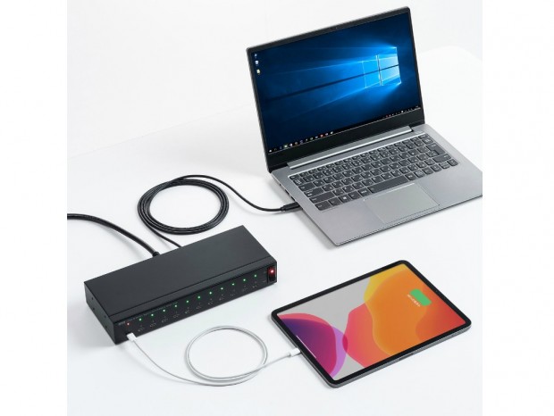 iPadやタブレットを12台同時充電できるセルフパワーUSBハブがサンワサプライから