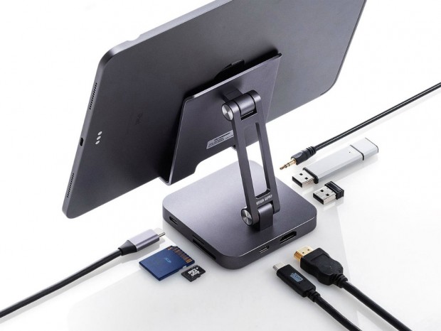 タブレットやスマホをPC風に使えるスタンド付きドックがサンワダイレクトから