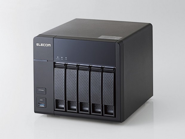 トリプル10G LANとクアッドコアCPUを搭載する5ベイNASがエレコムから