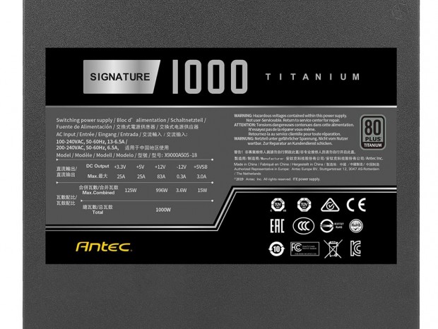 Antec、80PLUS TITANIUM認証ハイエンド電源ユニット「Signature 1000 Titanium」発売