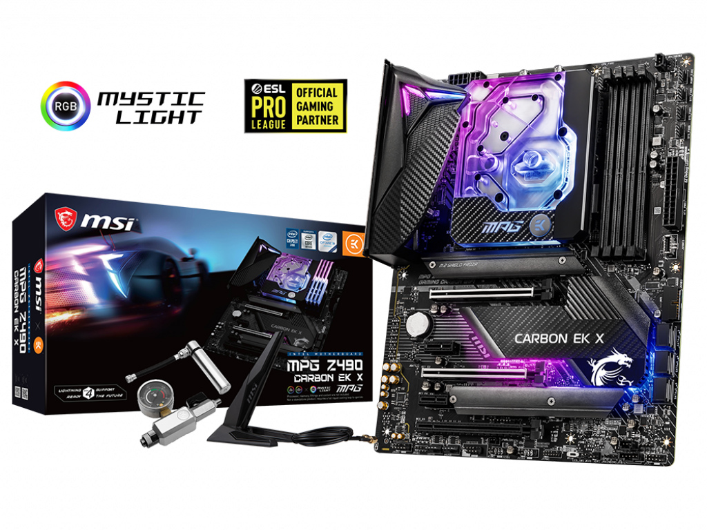 モノウォーターブロック搭載のIntel Z490マザー、MSI「MPG Z490 CARBON