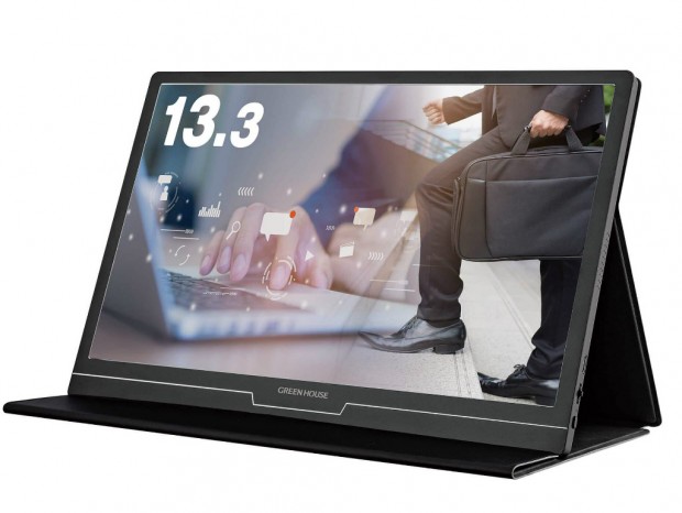 重量約500gの13.3型モバイル液晶、グリーンハウス「GH-LCU13A-BK」