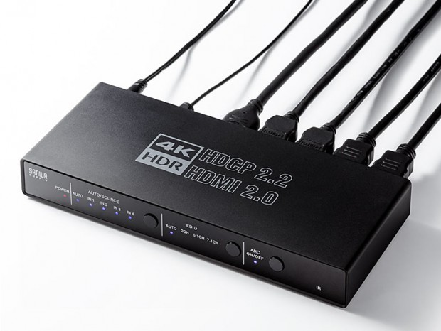4K 60Hz出力対応の4入力1出力HDMI切替器がサンワダイレクトから