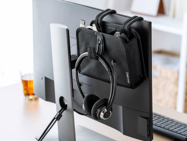 液晶ディスプレイに引っ掛ける背面収納ポケットがサンワダイレクトから