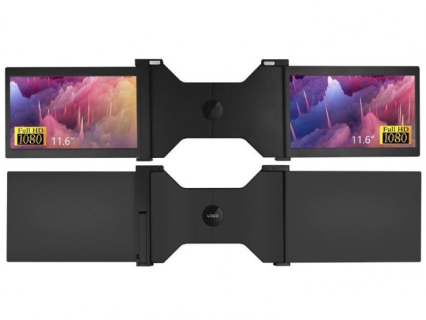ノートPCを3画面化するモバイルデュアルディスプレイ、アペックス「AXD116M」