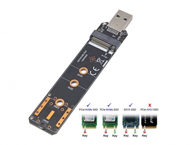 SATA/NVMe両対応のM.2 SSD-USB変換アダプタ、Sintech「U30M2NVME-SA」