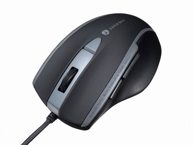 サンワサプライ、圧倒的グリップ感が魅力の静音ブルーLEDマウス「SUPER GRIPマウス」