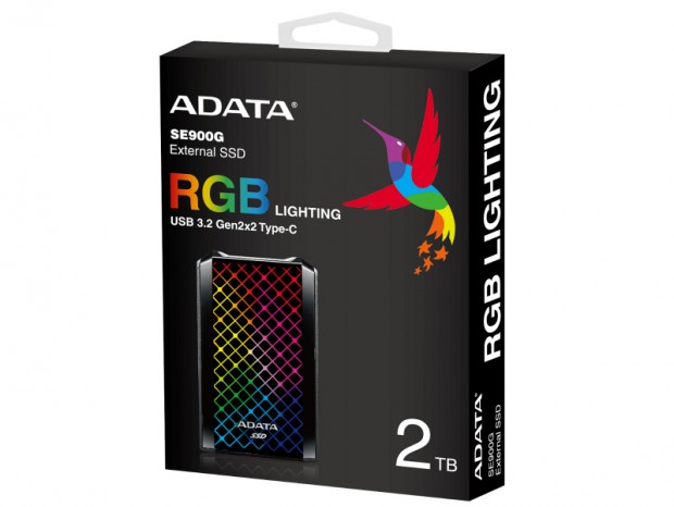 RGBイルミネーション搭載のUSB3.2 Gen.2×2ポータブルSSD、ADATA「SE900G」