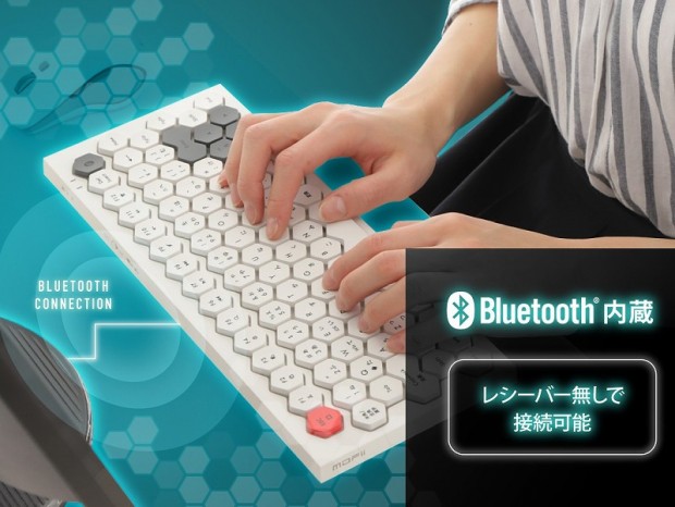 珍しいハニカム形状キートップ採用のワイヤレスキーボードがMakuakeに登場