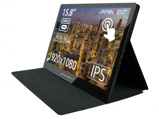 USB Type-C対応の15.8型HDRモバイルタッチ液晶、JAPANNEXT「JN-MD-IPS158TFHDR」