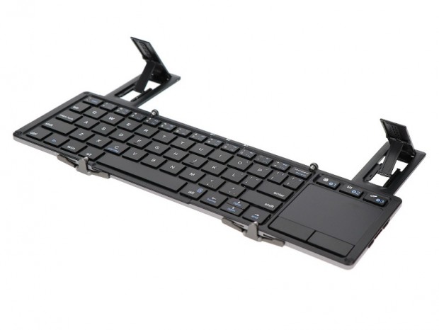 タッチパッド搭載の折りたたみ式Bluetoothキーボード、オウルテック「OWL-BTKB6301TP」