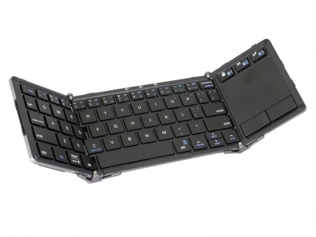 タッチパッド搭載の折りたたみ式Bluetoothキーボード、オウルテック「OWL-BTKB6301TP」