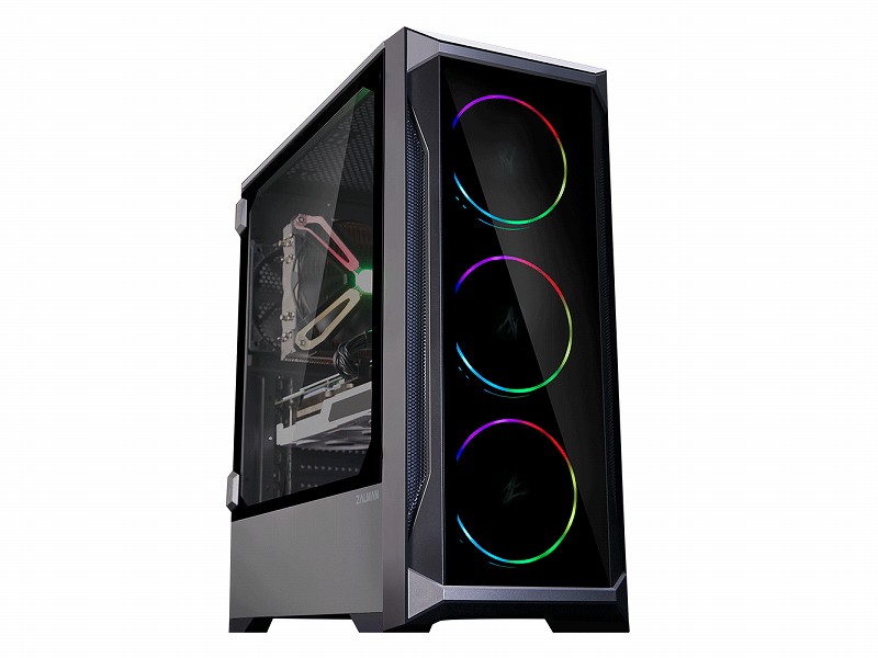 Zalman RGB PCケース 強化ガラス ZALMAN、ドアタイプの強化ガラス