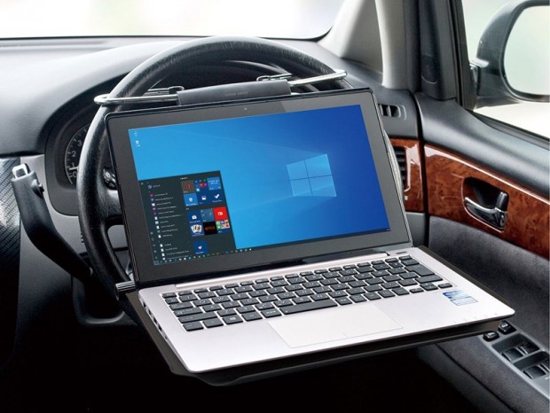 サンワサプライ、運転席がオフィスになる車載用ノートPCテーブル発売